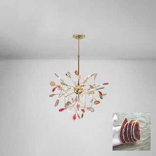 Lustra Lustre Feuille Colorée Bras Dorés