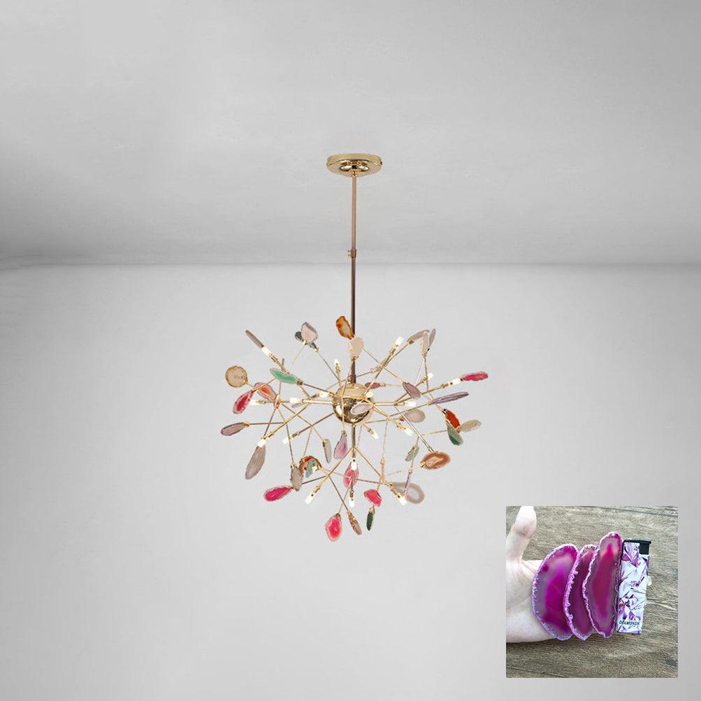 Rivana Lustre Feuille Colorée Bras Dorés