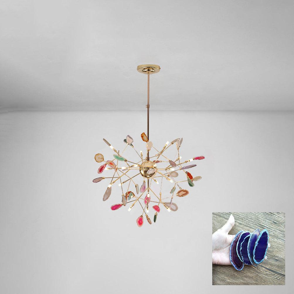Rivana Lustre Feuille Colorée Bras Dorés