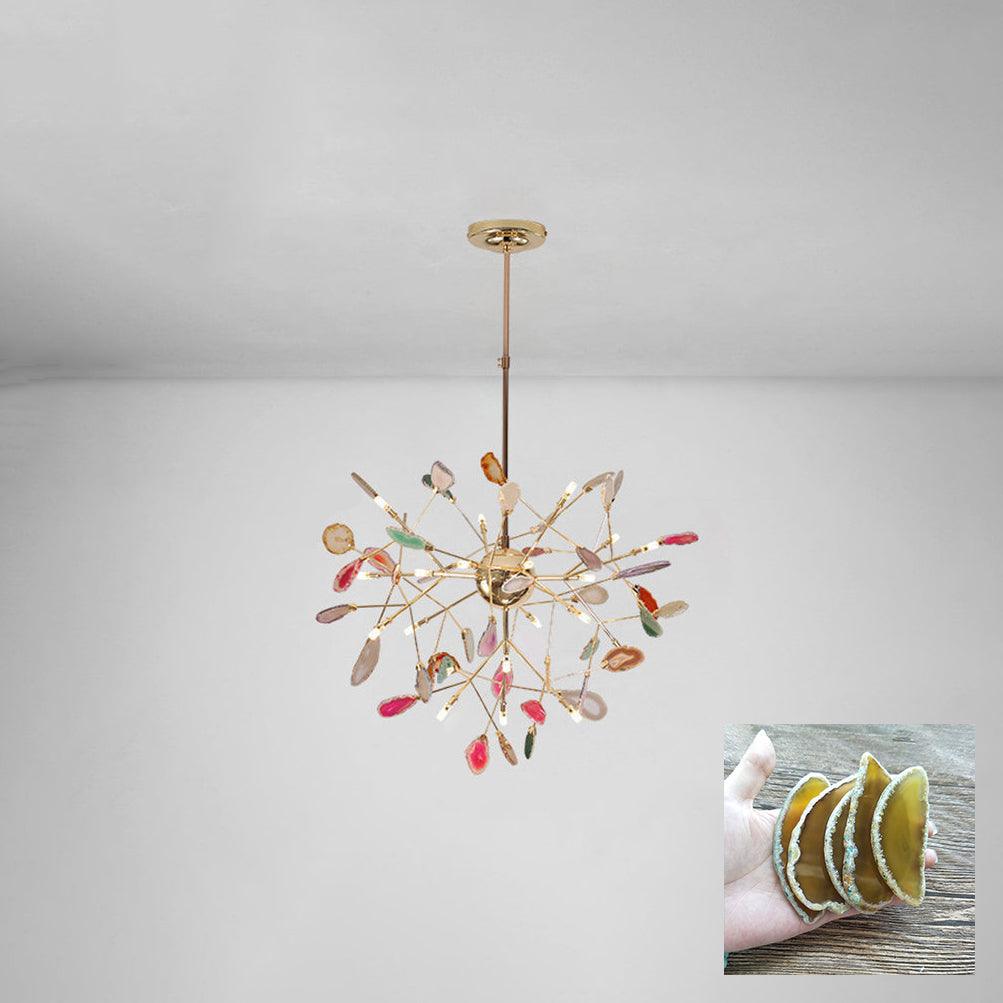 Rivana Lustre Feuille Colorée Bras Dorés