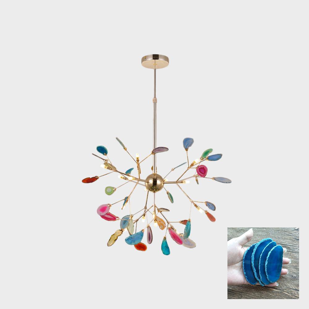 Rivana Lustre Feuille Colorée Bras Dorés