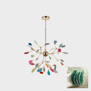 Lustra Lustre Feuille Colorée Bras Dorés