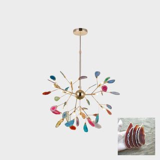 Lustra Lustre Feuille Colorée Bras Dorés