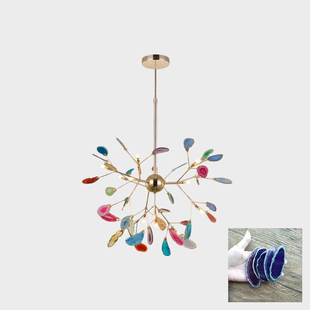 Rivana Lustre Feuille Colorée Bras Dorés