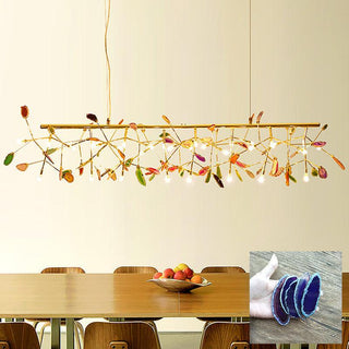 Lustra Lustre Feuille Colorée Bras Dorés
