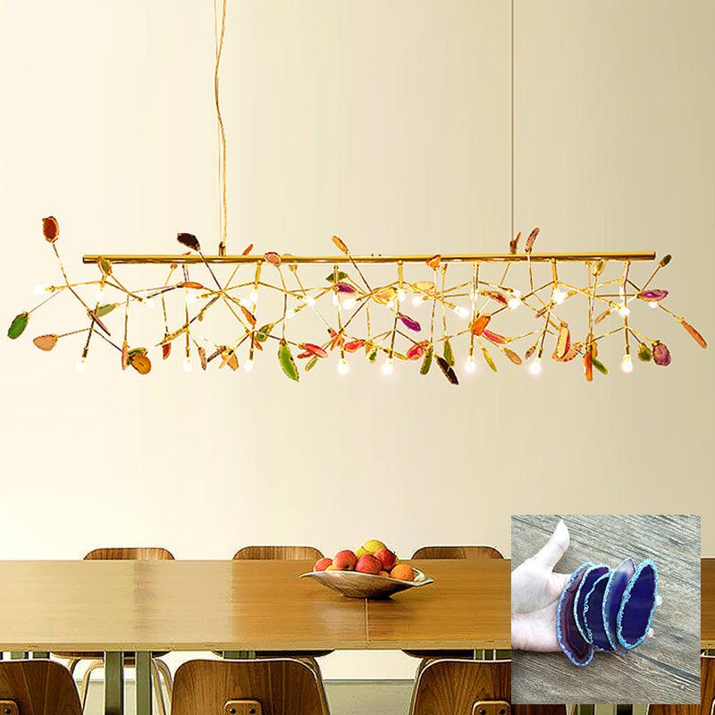 Rivana Lustre Feuille Colorée Bras Dorés