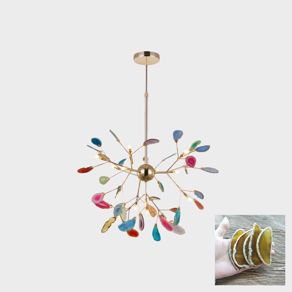 Rivana Lustre Feuille Colorée Bras Dorés