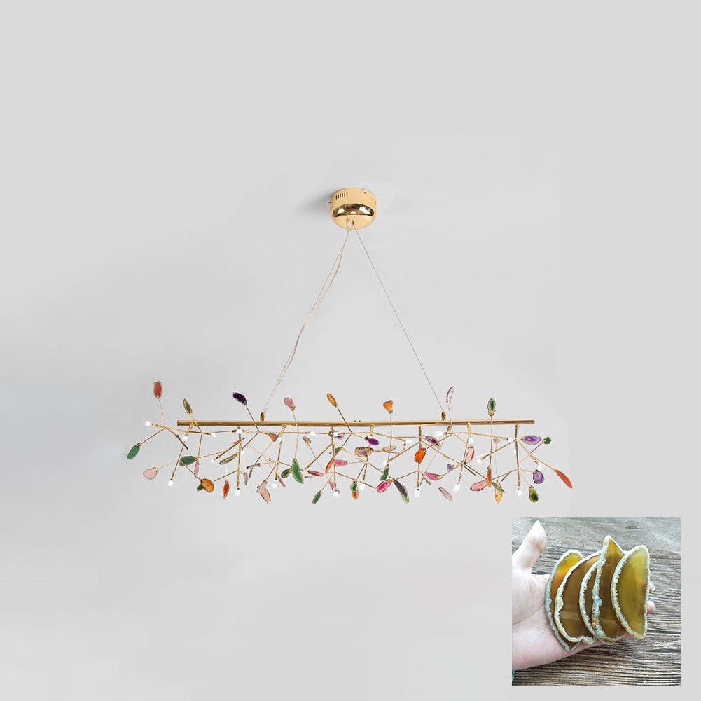 Rivana Lustre Feuille Colorée Bras Dorés