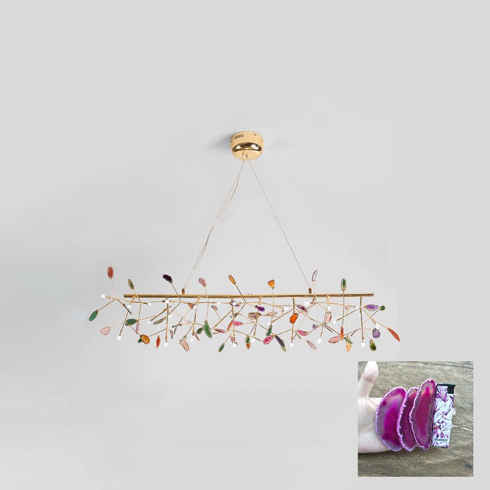 Rivana Lustre Feuille Colorée Bras Dorés