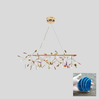 Lustra Lustre Feuille Colorée Bras Dorés