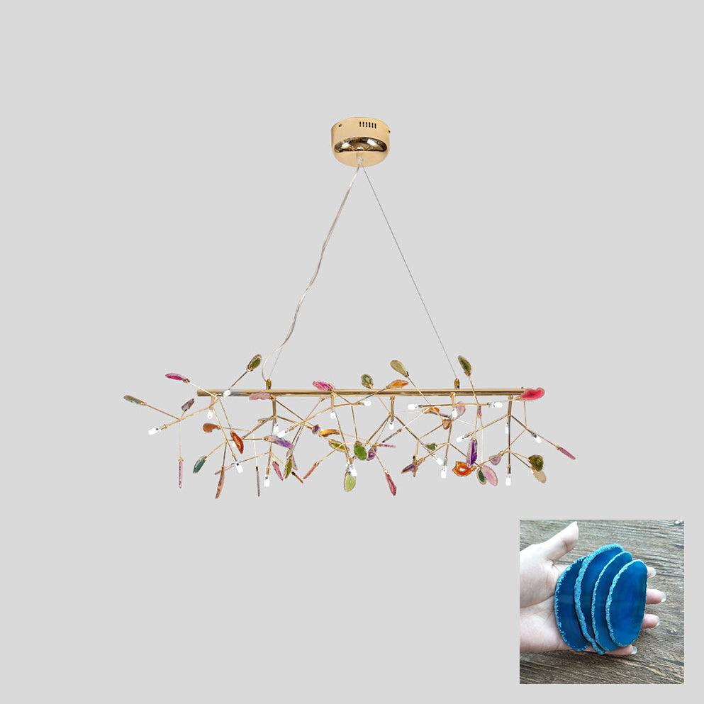 Rivana Lustre Feuille Colorée Bras Dorés