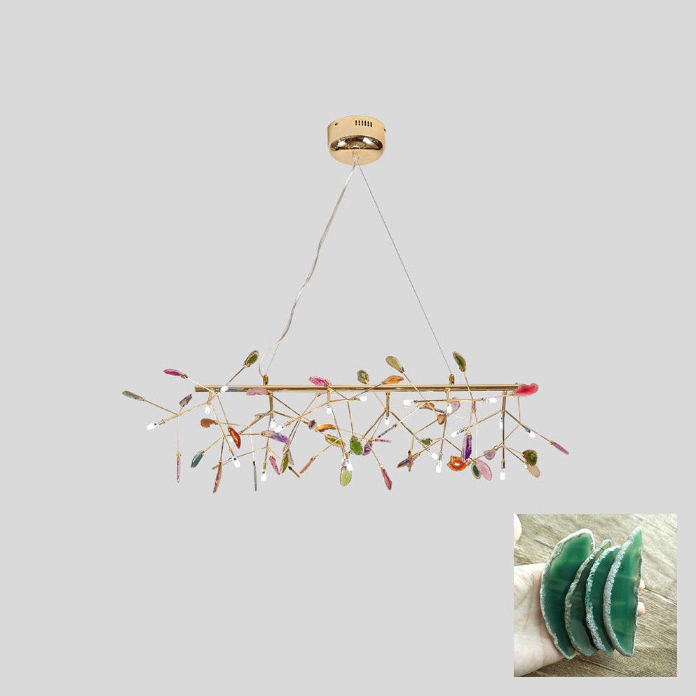 Rivana Lustre Feuille Colorée Bras Dorés