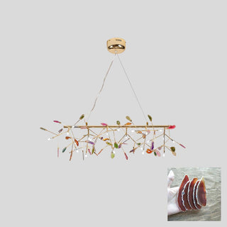 Lustra Lustre Feuille Colorée Bras Dorés