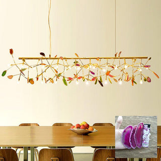 Lustra Lustre Feuille Colorée Bras Dorés
