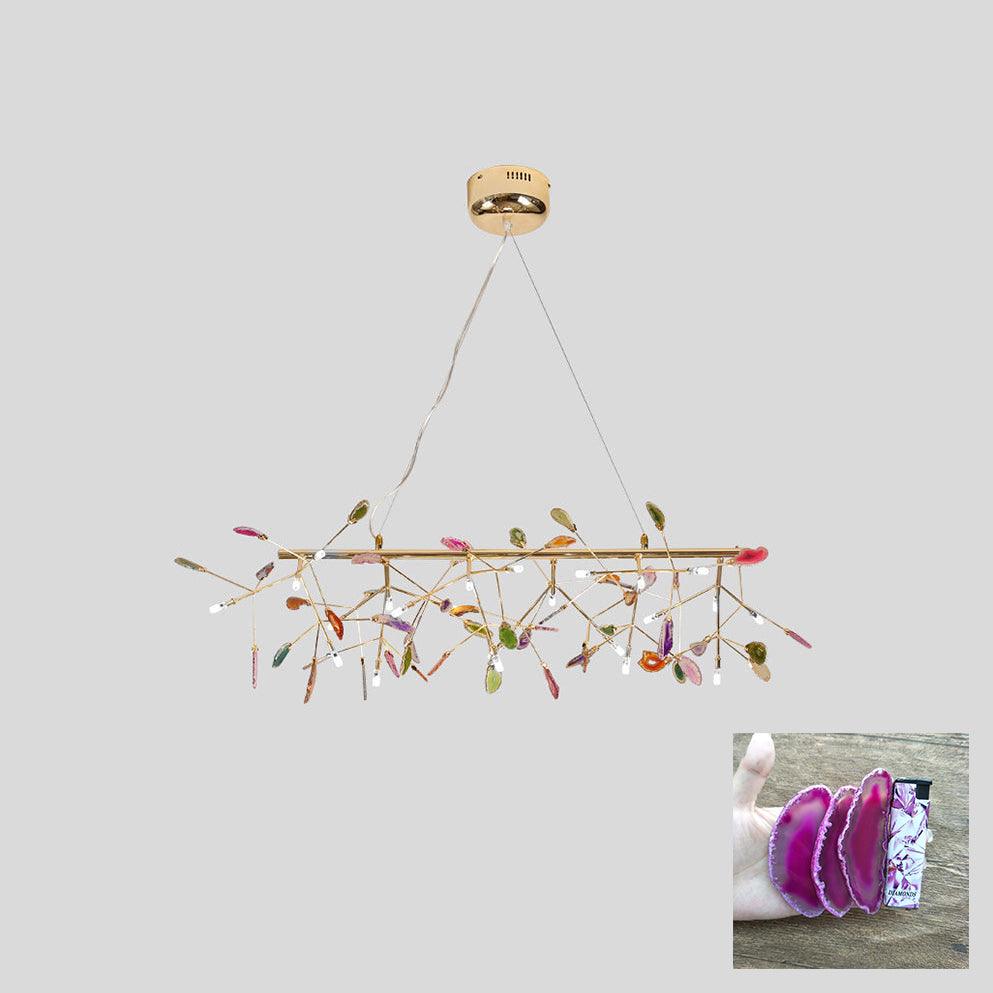 Rivana Lustre Feuille Colorée Bras Dorés