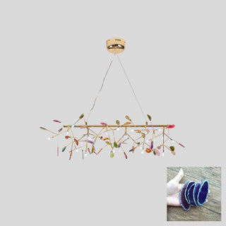 Lustra Lustre Feuille Colorée Bras Dorés