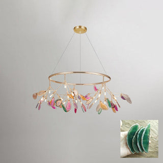 Lustra Lustre Feuille Colorée Bras Dorés