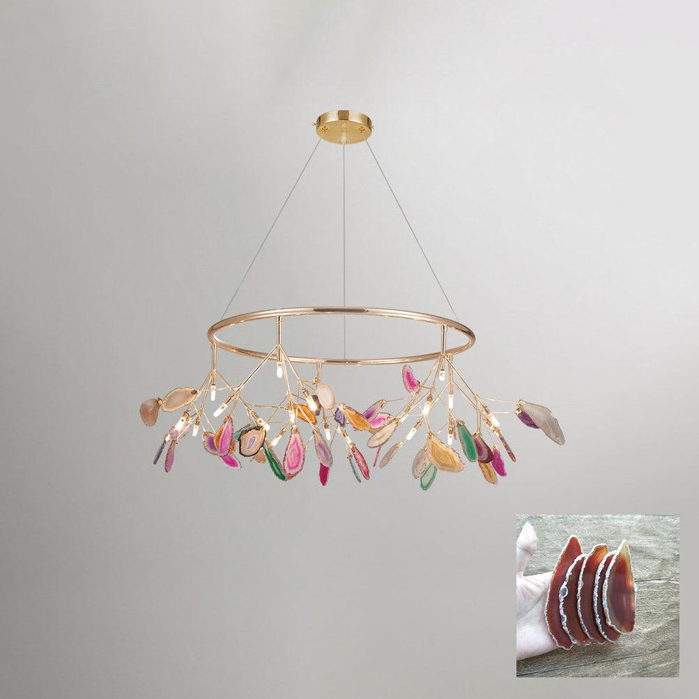 Rivana Lustre Feuille Colorée Bras Dorés