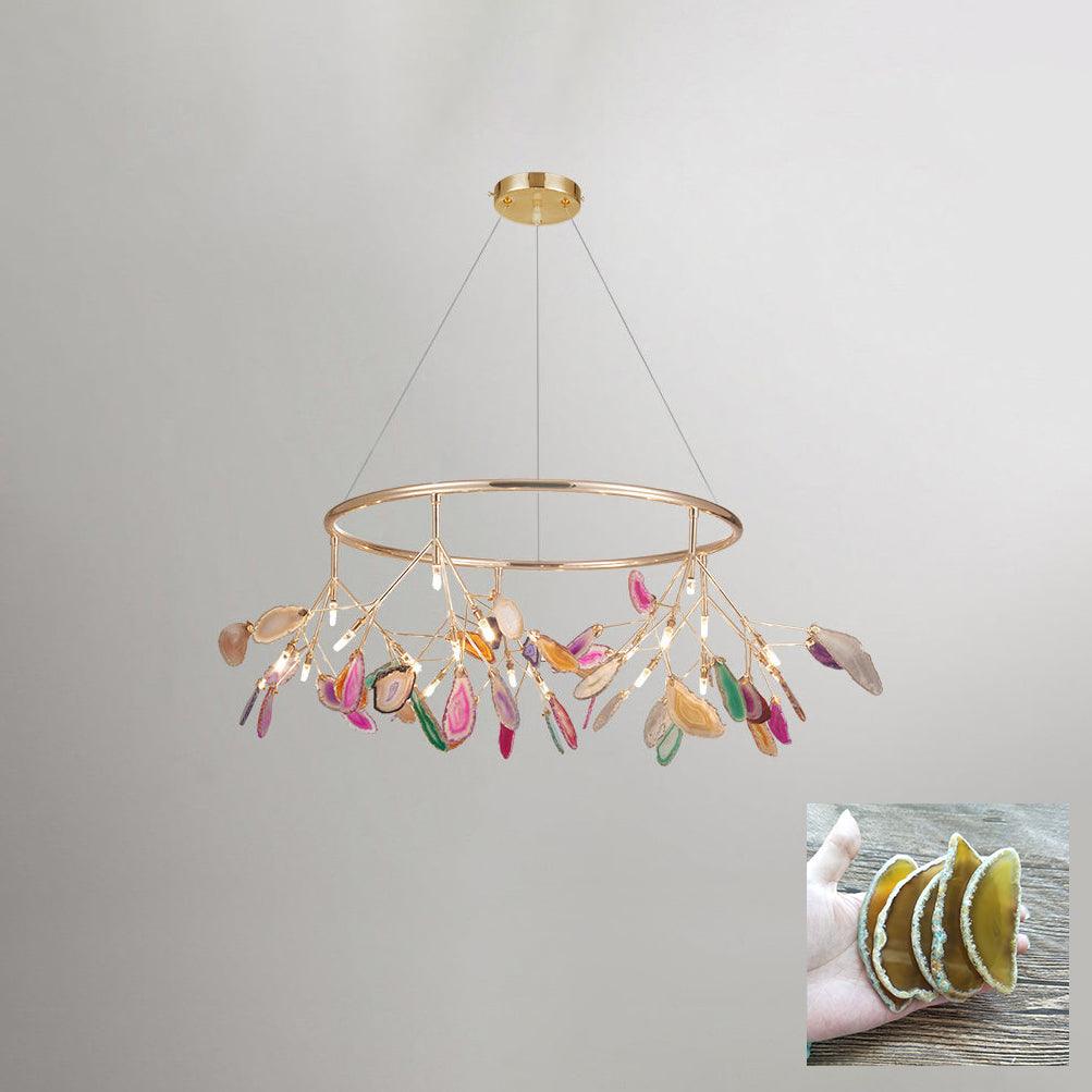 Rivana Lustre Feuille Colorée Bras Dorés