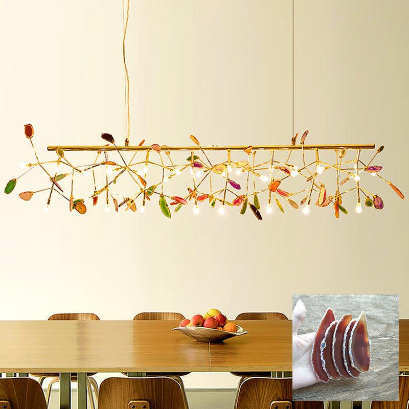 Rivana Lustre Feuille Colorée Bras Dorés