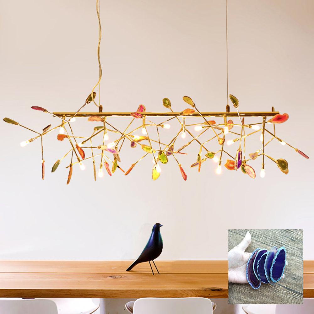 Rivana Lustre Feuille Colorée Bras Dorés