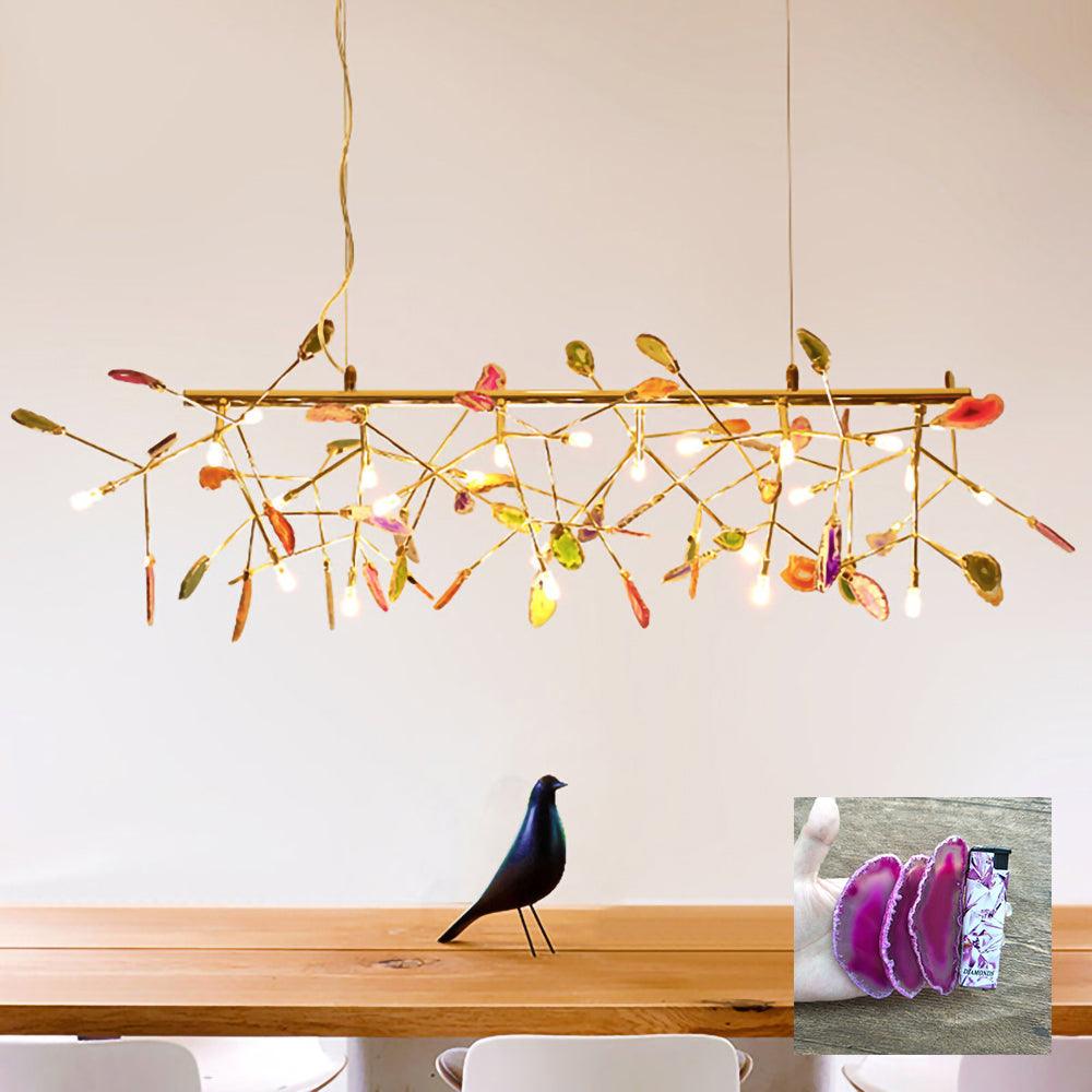 Rivana Lustre Feuille Colorée Bras Dorés
