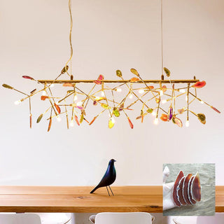 Lustra Lustre Feuille Colorée Bras Dorés