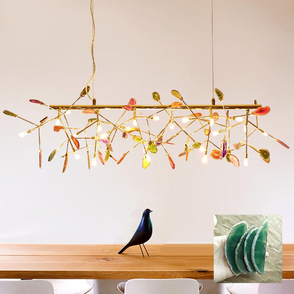 Rivana Lustre Feuille Colorée Bras Dorés