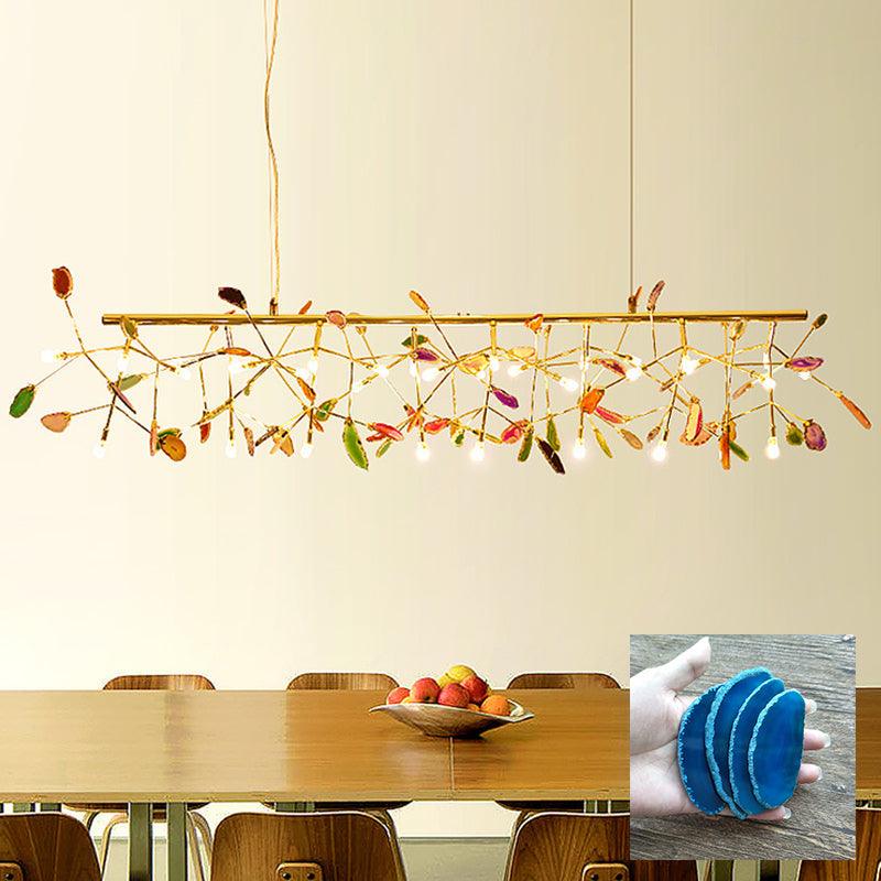 Rivana Lustre Feuille Colorée Bras Dorés