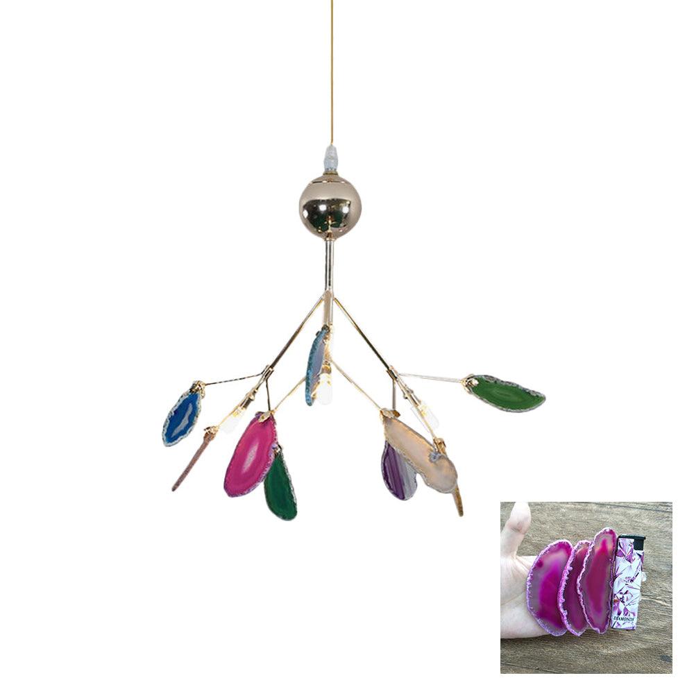 Rivana Lustre Feuille Colorée Bras Dorés