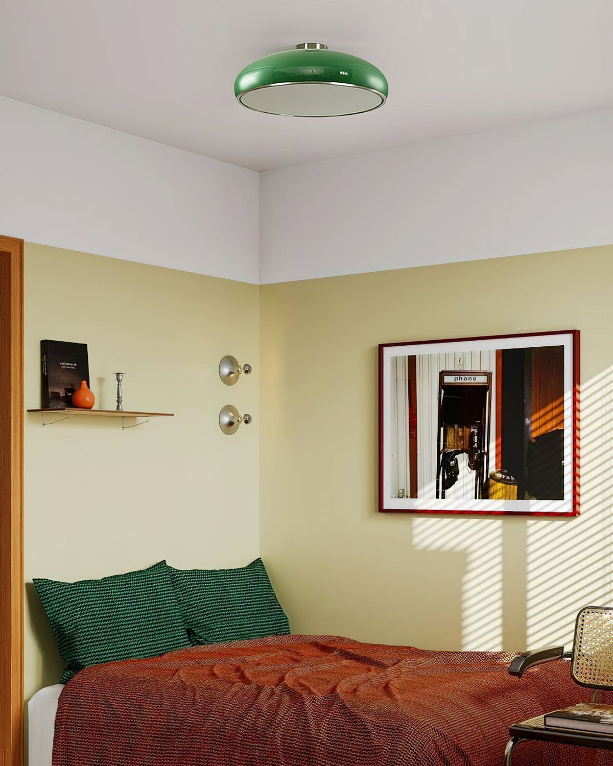 Aicia Ceiling Light in a vibrant green finish.