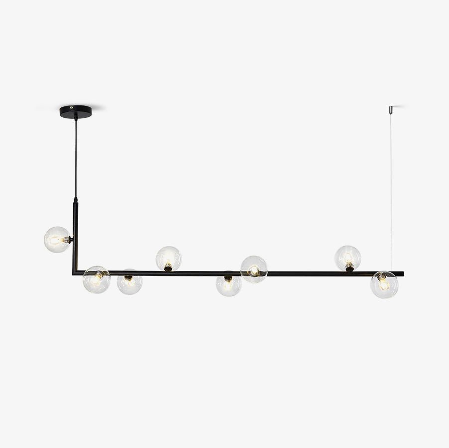Finnise Lustre en Verre avec Structure en Acier Noir Linéaire