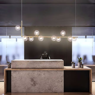 Lustra Lustre en Verre avec Structure en Acier Noir Linéaire