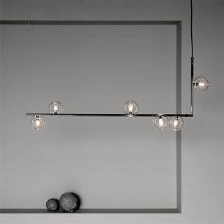 Lustra Lustre en Verre avec Structure en Acier Noir Linéaire