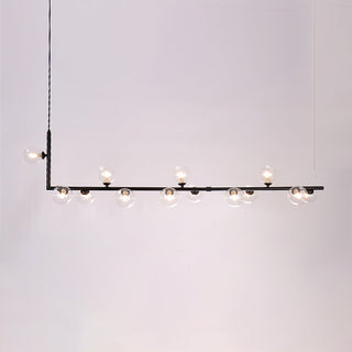 Lustra Lustre en Verre avec Structure en Acier Noir Linéaire