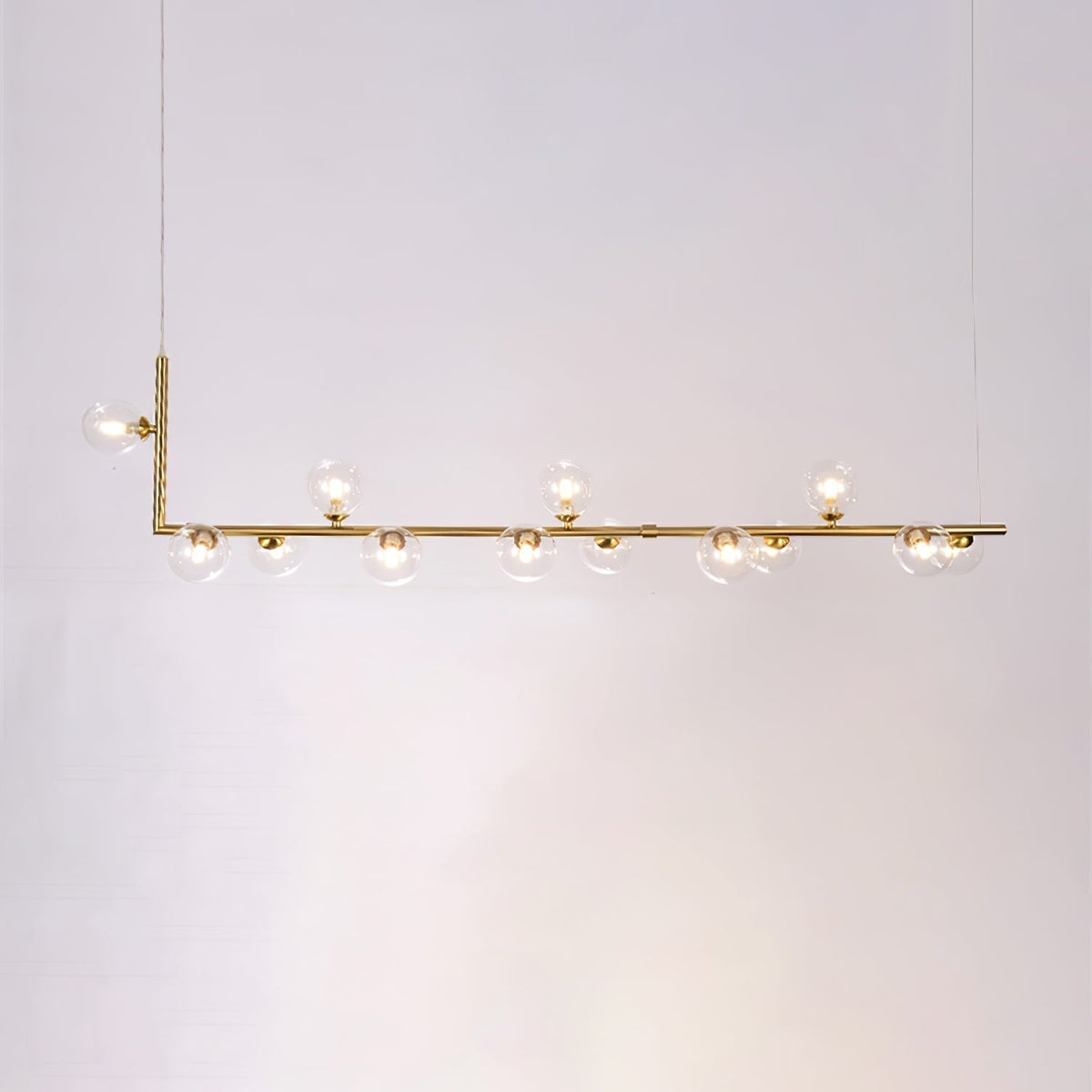 Finnise Lustre en Verre avec Structure en Acier Noir Linéaire