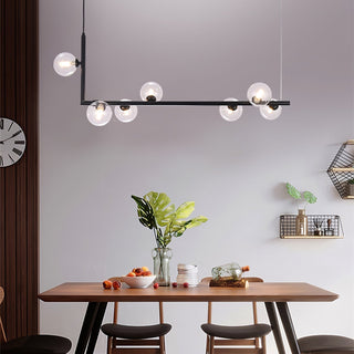 Lustra Lustre en Verre avec Structure en Acier Noir Linéaire