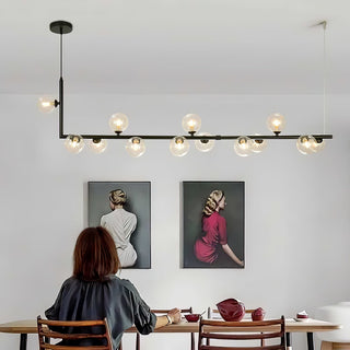 Lustra Lustre en Verre avec Structure en Acier Noir Linéaire