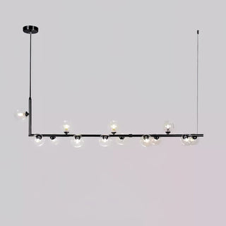 Lustra Lustre en Verre avec Structure en Acier Noir Linéaire