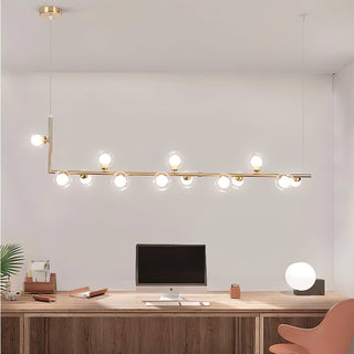 Lustra Lustre en Verre avec Structure en Acier Noir Linéaire