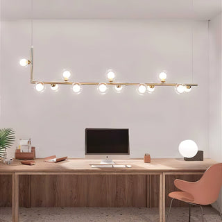 Lustra Lustre en Verre avec Structure en Acier Noir Linéaire