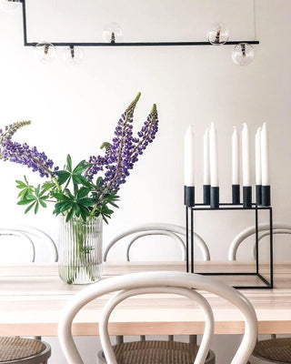 Lustra Lustre en Verre avec Structure en Acier Noir Linéaire