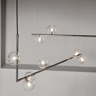 Lustra Lustre en Verre avec Structure en Acier Noir Linéaire