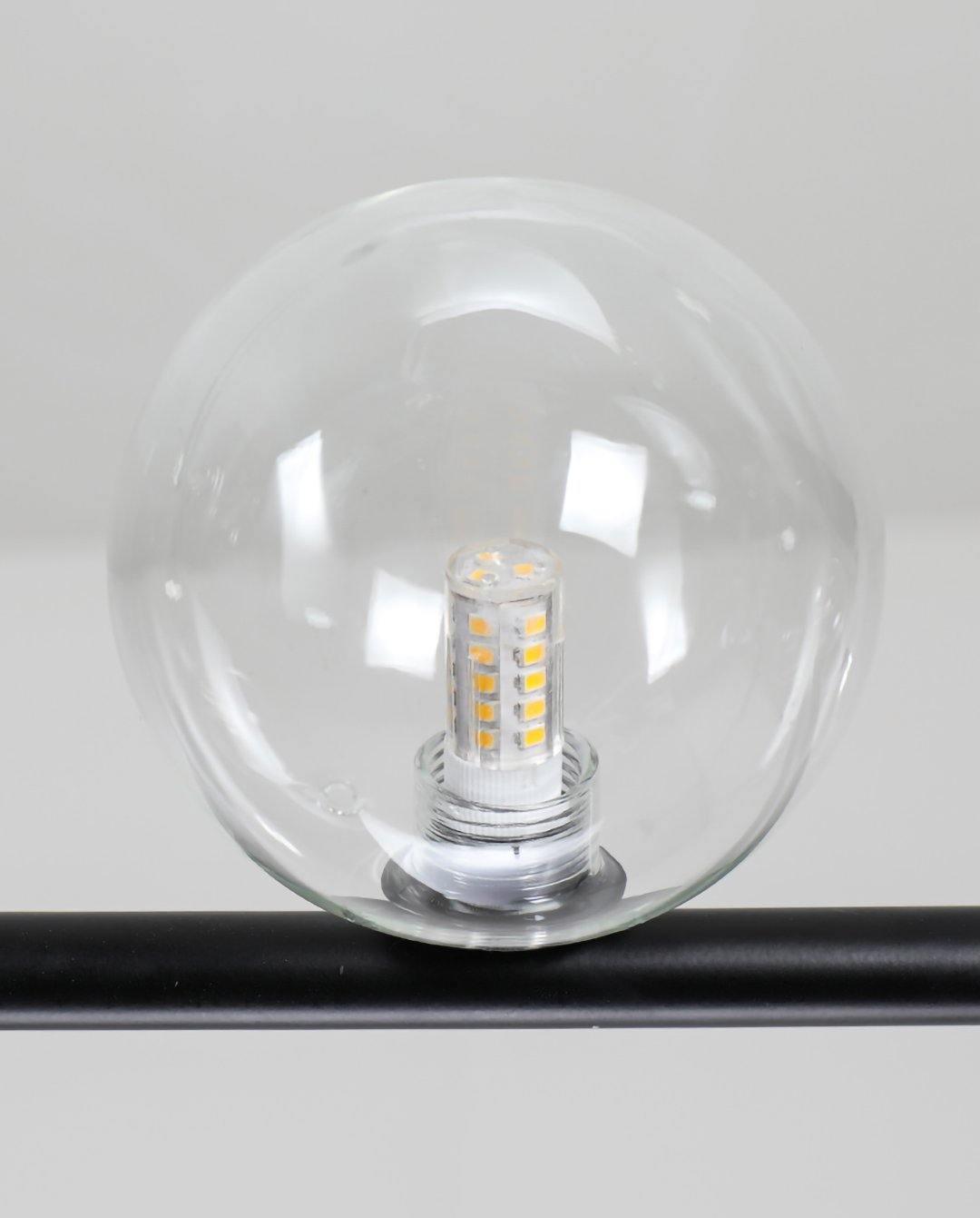 Finnise Lustre en Verre avec Structure en Acier Noir Linéaire