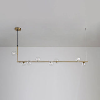 Lustra Lustre en Verre avec Structure en Acier Noir Linéaire
