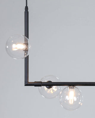 Lustra Lustre en Verre avec Structure en Acier Noir Linéaire
