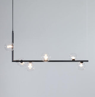 Lustra Lustre en Verre avec Structure en Acier Noir Linéaire