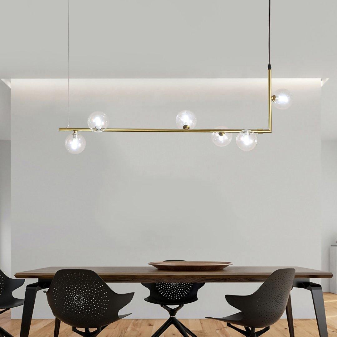 Finnise Lustre en Verre avec Structure en Acier Noir Linéaire