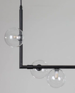 Lustra Lustre en Verre avec Structure en Acier Noir Linéaire