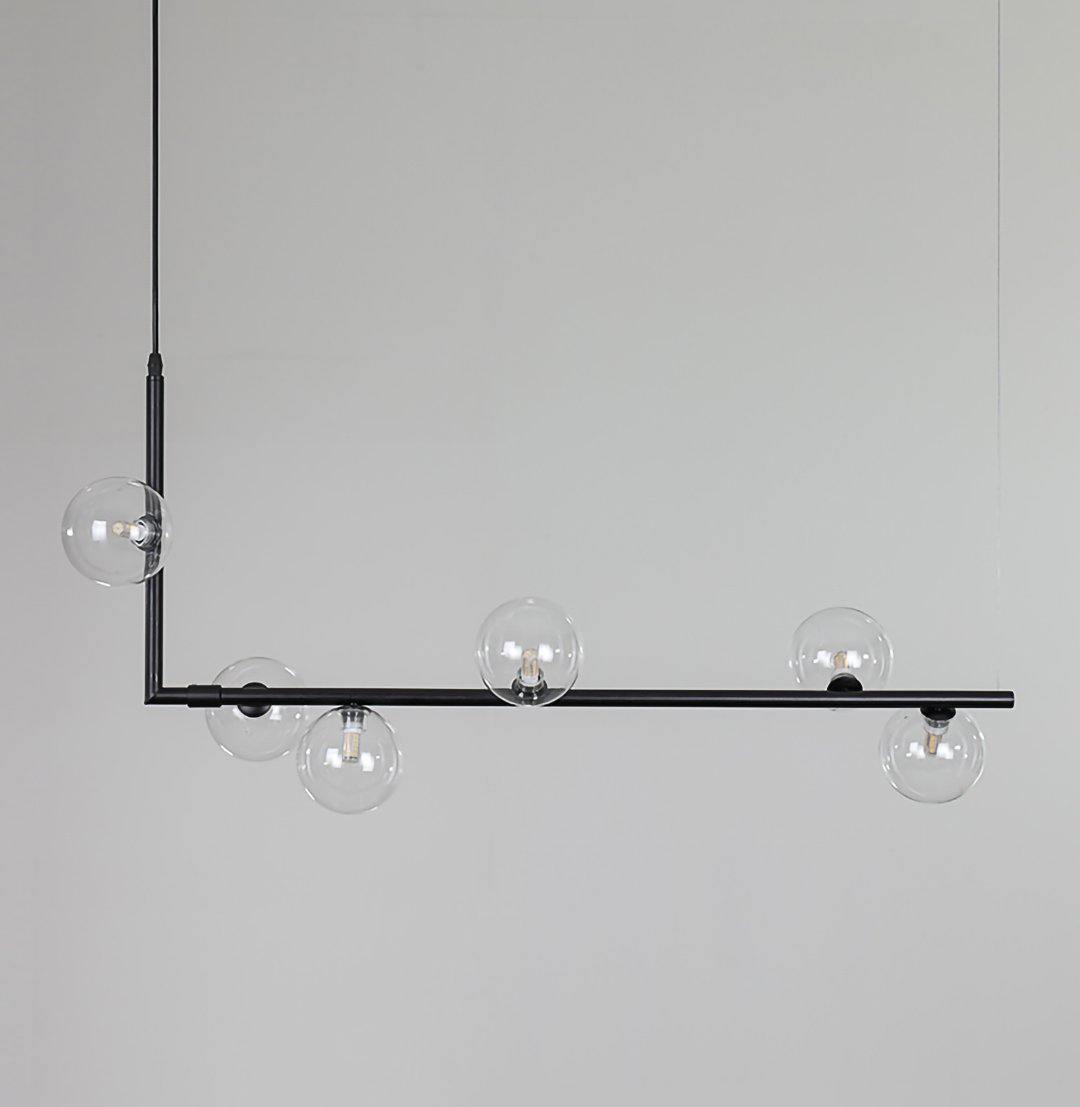 Finnise Lustre en Verre avec Structure en Acier Noir Linéaire